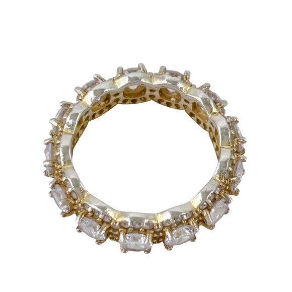 Gold-Tone Cubic Zirconia Eternity Wedding Band | Sterling Silver 925 | Size 7 - Picture 5 of 9